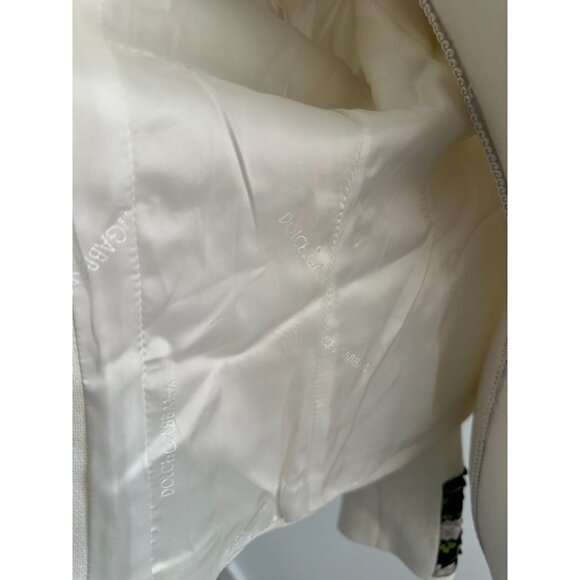 DOLCE & GABBANA Cream Floral Rose Buttoned Blazer Size IT 44 - Picture 4 of 11
